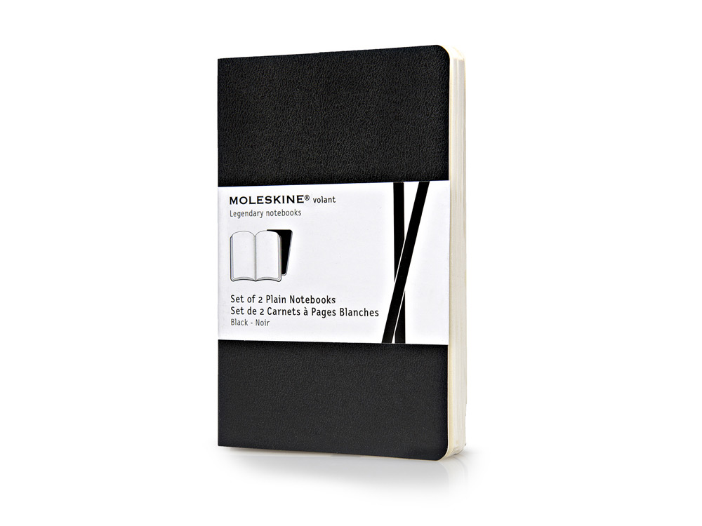 Записная книжка Moleskine Volant (нелинованная, 2 шт.), Pocket (9х14см), черный