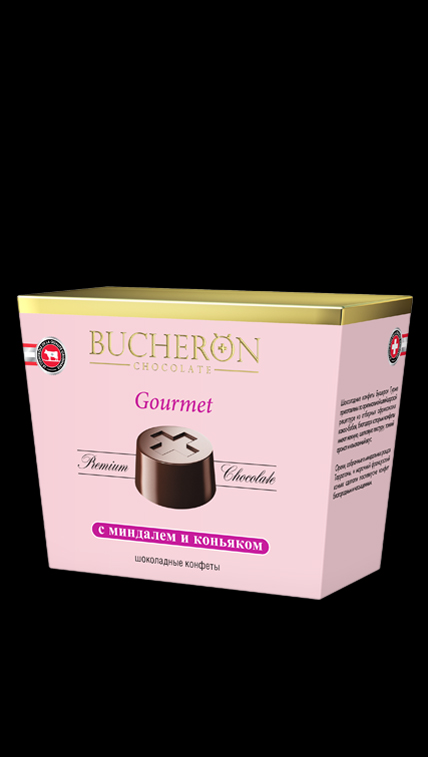 BUCHERÖN GOURMET ШОКОЛАДНЫЕ КОНФЕТЫ С МИНДАЛЕМ И КОНЬЯКОМ 175г