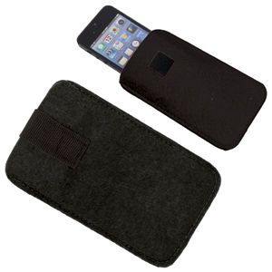Футляр  для мобильного телефона "Felt", черный, 8,5х14х0,6см, фетр