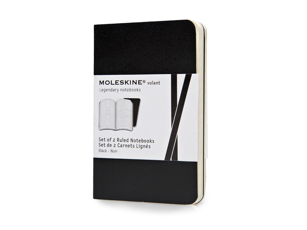 Записная книжка Moleskine Volant (в линейку, 2 шт.), XSmall (6,5х10,5см), черный