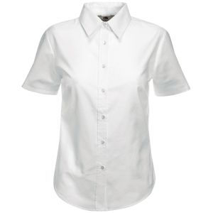 Рубашка "Lady-Fit Short Sleeve Oxford Shirt", белый_L, 70% х/б, 30% п/э, 130 г/м2