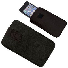 Футляр  для мобильного телефона "Felt", черный, 8,5х14х0,6см, фетр