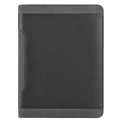 Папка А4 с блокнотом "PORTFOLIO",черная/серая, искусственная кожа