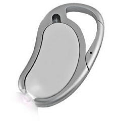 Авторучка с фонариком на карабине; белый; 7,5х4,3х0,8 см; пластик; тампопечать